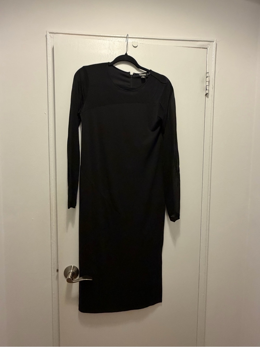 DKNY Long Sleeve Black Sheath Dress